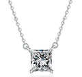 Princess-Cut Station Sterling Silver Moissanite Pendant, Silver-tone