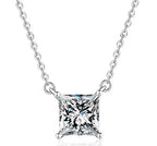 Princess-Cut Station Sterling Silver Moissanite Pendant, Silver-tone