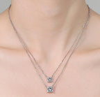 Princess-Cut Station Sterling Silver Moissanite Pendant, Silver-tone