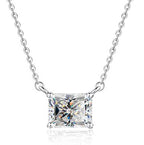 Rectangular-Cut Station Sterling Silver Moissanite Pendant, Silver-tone, Radiant cut