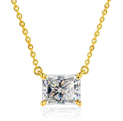 925 Sterling Silver Moissanite Rectangular-Cut Pendant