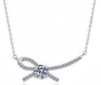 Sweeping Bar Sterling Silver Moissanite Pendant, Silver-tone