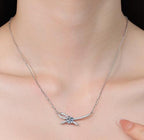 Sweeping Bar Sterling Silver Moissanite Pendant, Silver-tone