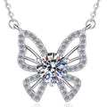 Open Butterfly Sterling Silver Moissanite Pendant, Silver-tone