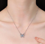 Open Butterfly Sterling Silver Moissanite Pendant, Silver-tone