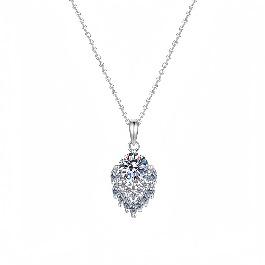 Petite Pavé Teardrop Sterling Silver Moissanite Pendant, Silver-tone