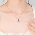 Petite Pavé Teardrop Sterling Silver Moissanite Pendant, Silver-tone