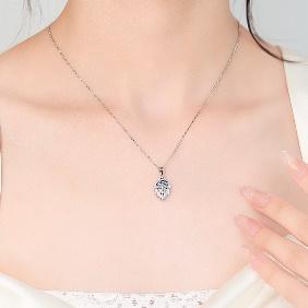 Petite Pavé Teardrop Sterling Silver Moissanite Pendant, Silver-tone