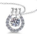 Horseshoe Solitaire Sterling Silver Moissanite Pendant, Silver-tone