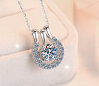 Horseshoe Solitaire Sterling Silver Moissanite Pendant, Silver-tone