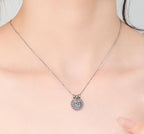 Horseshoe Solitaire Sterling Silver Moissanite Pendant, Silver-tone