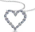 Heart Link Necklace Sterling Silver Moissanite Necklace, Silver-tone
