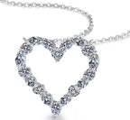 Heart Link Necklace Sterling Silver Moissanite Necklace, Silver-tone