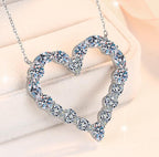 Heart Link Necklace Sterling Silver Moissanite Necklace, Silver-tone