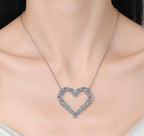 Heart Link Necklace Sterling Silver Moissanite Necklace, Silver-tone