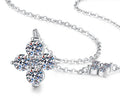 Four-Petal Station Sterling Silver Moissanite Pendant, Silver-tone