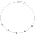 Petite Bead Station Necklace Sterling Silver Moissanite Necklace, Silver-tone