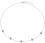 Petite Bead Station Necklace Sterling Silver Moissanite Necklace, Silver-tone