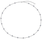 Bead and Stone Station Necklace Sterling Silver Moissanite Necklace, Silver-tone
