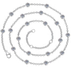 Bead and Stone Station Necklace Sterling Silver Moissanite Necklace, Silver-tone