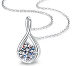 Sweeping Teardrop Solitaire Sterling Silver Moissanite Pendant, Silver-tone