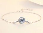 Sterling Silver Moissanite Round Solitaire Chain Bracelet, detail view 1