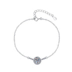 Sterling Silver Moissanite Round Solitaire Chain Bracelet, front view