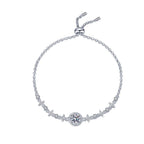 Sterling Silver Moissanite Round Solitaire Pavé Chain Bracelet, front view