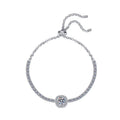 Sterling Silver Moissanite Round Bezel Chain Bracelet, front view