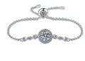 Sterling Silver Moissanite Round Halo Slider Bracelet, front view