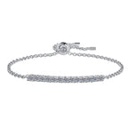 Sterling Silver Moissanite Round Stone Slider Tennis Bracelet, front view