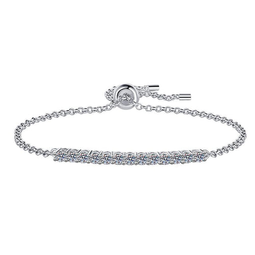Sterling Silver Moissanite Round Stone Slider Tennis Bracelet, front view
