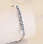 Sterling Silver Moissanite Round Stone Slider Tennis Bracelet, detail view 2