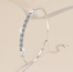 Sterling Silver Moissanite Straight Bar Tennis Bracelet, detail view 1