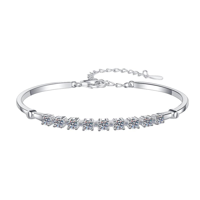Sterling Silver Moissanite Straight Bar Tennis Bracelet, front view