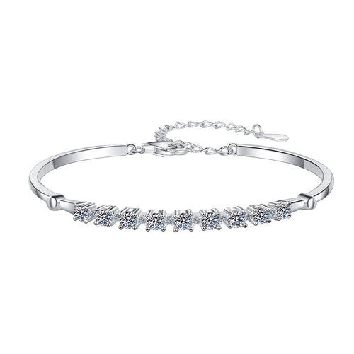 Sterling Silver Moissanite Straight Bar Tennis Bracelet, front view