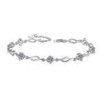Sterling Silver Moissanite Marquise Flower Station Bracelet, front view