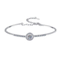Sterling Silver Moissanite Round Halo Tennis Bracelet, front view