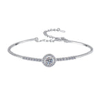 Sterling Silver Moissanite Round Halo Tennis Bracelet, front view
