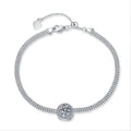 Sterling Silver Moissanite Round Solitaire Snake Chain Bracelet, front view