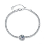 Sterling Silver Moissanite Round Solitaire Snake Chain Bracelet, front view