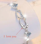 Sterling Silver Moissanite Heart and Flower Link Bracelet, detail view 2