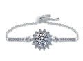 Sterling Silver Moissanite Flower Halo Slider Tennis Bracelet, front view