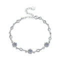 Sterling Silver Moissanite Triple Flower Station Bracelet, front view