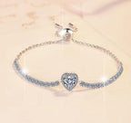 Sterling Silver Moissanite Heart Solitaire Slider Bracelet, detail view 1