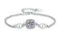 Sterling Silver Moissanite Round Solitaire Link Bracelet, front view