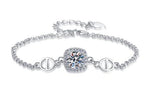 Sterling Silver Moissanite Round Solitaire Link Bracelet, front view