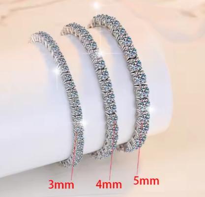 Sterling Silver Moissanite Round Stone Tennis Bracelet, front view