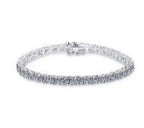 Sterling Silver Moissanite Round Stone Tennis Bracelet, detail view 1