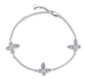 Sterling Silver Moissanite Four Petal Flower Station Bracelet, front view